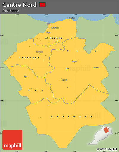 Savanna Style Simple Map of Centre Nord, single color outside