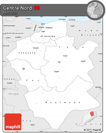 Silver Style Simple Map of Centre Nord