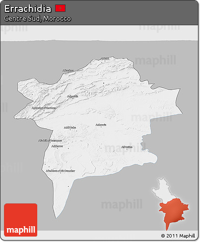Gray 3D Map of Errachidia, single color outside