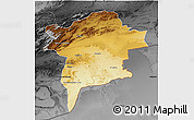 Physical 3D Map of Errachidia, darken, desaturated