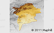 Physical 3D Map of Errachidia, lighten, desaturated