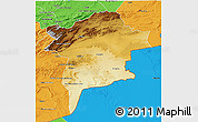 Physical 3D Map of Errachidia, political outside