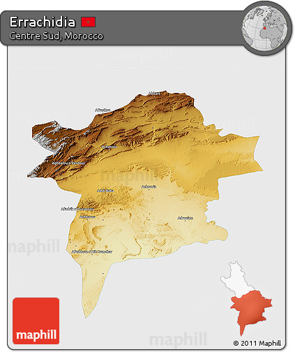 Physical 3D Map of Errachidia, single color outside