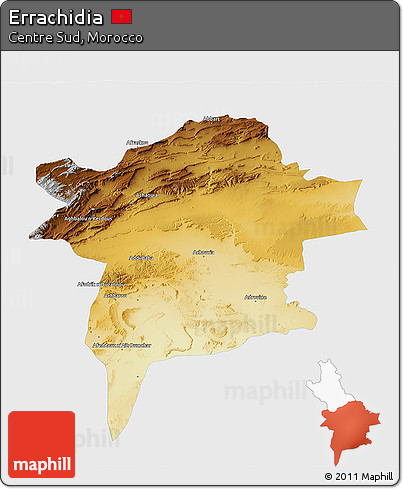 Physical 3D Map of Errachidia, single color outside
