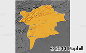 Political 3D Map of Errachidia, darken, desaturated