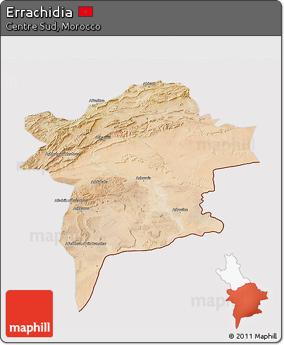 Satellite 3D Map of Errachidia, cropped outside
