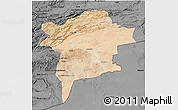Satellite 3D Map of Errachidia, darken, desaturated
