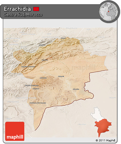 Satellite 3D Map of Errachidia, lighten