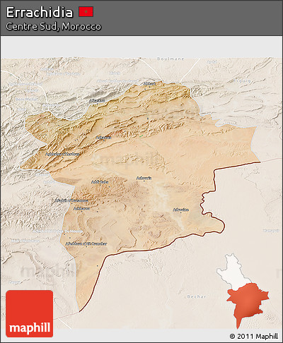Satellite 3D Map of Errachidia, lighten