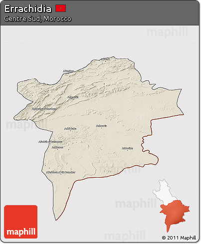 Shaded Relief 3D Map of Errachidia, cropped outside