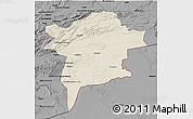 Shaded Relief 3D Map of Errachidia, darken, desaturated