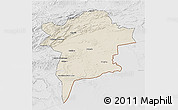 Shaded Relief 3D Map of Errachidia, lighten, desaturated