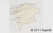 Shaded Relief 3D Map of Errachidia, lighten, semi-desaturated