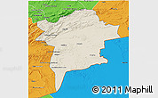 Shaded Relief 3D Map of Errachidia, political outside