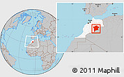 Gray Location Map of Errachidia, highlighted country, within the entire country