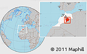 Gray Location Map of Errachidia, highlighted country, highlighted parent region, within the entire country