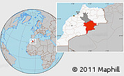 Gray Location Map of Errachidia, highlighted country, highlighted parent region