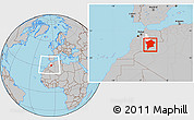 Gray Location Map of Errachidia, highlighted parent region, within the entire country