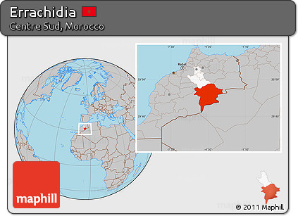 Gray Location Map of Errachidia, highlighted parent region