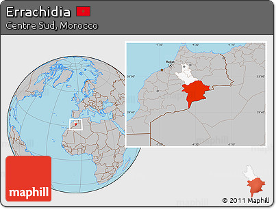 Gray Location Map of Errachidia, highlighted parent region