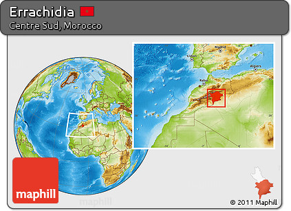 Physical Location Map of Errachidia, within the entire country