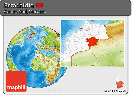 Physical Location Map of Errachidia, highlighted country