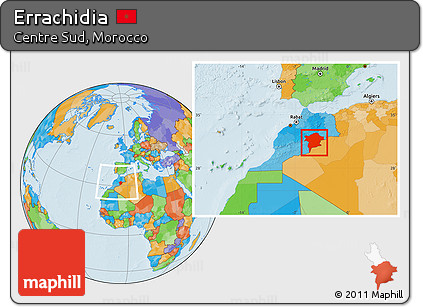 Political Location Map of Errachidia, within the entire country
