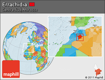 Political Location Map of Errachidia, within the entire country