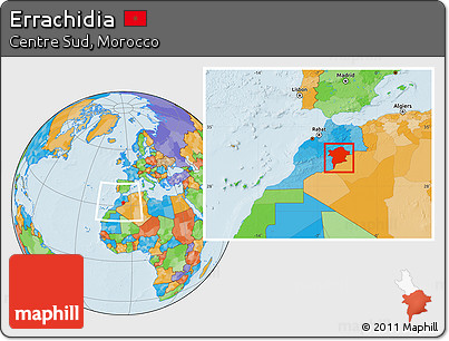Political Location Map of Errachidia, within the entire country