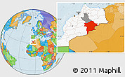 Political Location Map of Errachidia, highlighted country, highlighted parent region