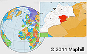 Political Location Map of Errachidia, highlighted country