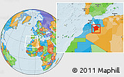 Political Location Map of Errachidia, highlighted parent region, within the entire country