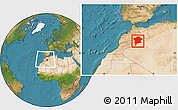 Satellite Location Map of Errachidia, within the entire country