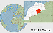 Savanna Style Location Map of Errachidia, highlighted country, hill shading