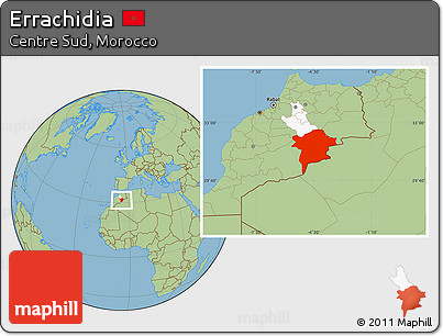 Savanna Style Location Map of Errachidia, highlighted parent region