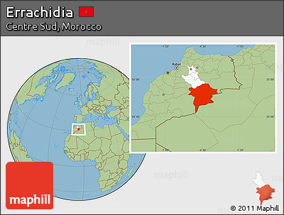 Savanna Style Location Map of Errachidia, highlighted parent region