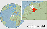 Savanna Style Location Map of Errachidia, highlighted parent region, hill shading