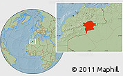 Savanna Style Location Map of Errachidia, hill shading