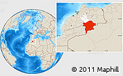 Shaded Relief Location Map of Errachidia, highlighted parent region