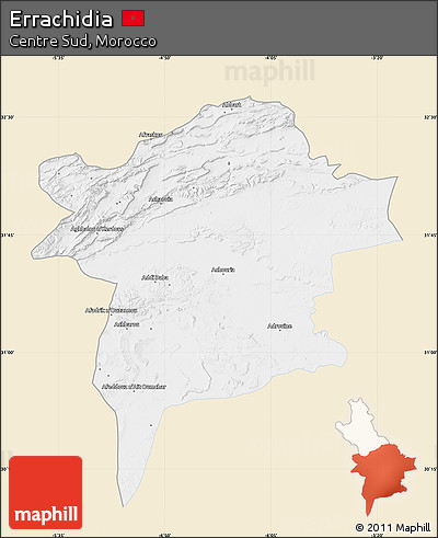 Classic Style Map of Errachidia, single color outside