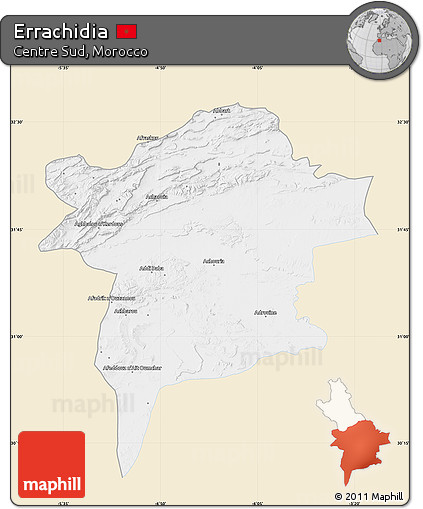 Classic Style Map of Errachidia, single color outside