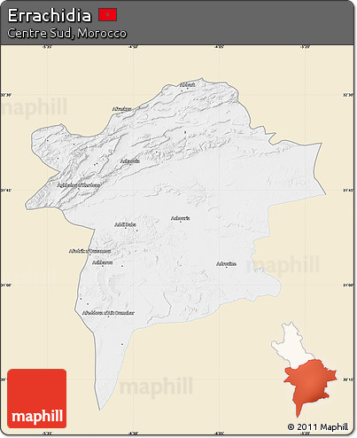 Classic Style Map of Errachidia, single color outside