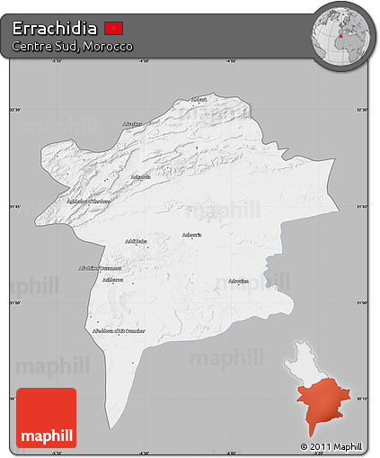 Gray Map of Errachidia, single color outside