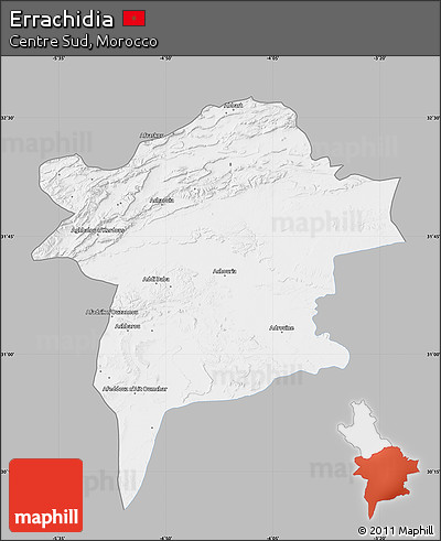 Gray Map of Errachidia, single color outside