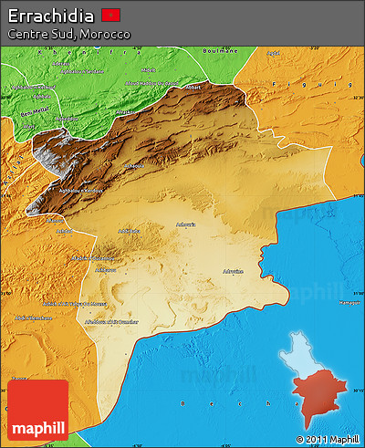 Physical Map of Errachidia, political outside