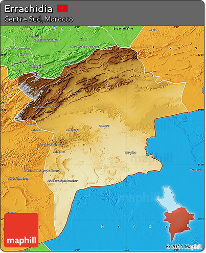 Physical Map of Errachidia, political outside