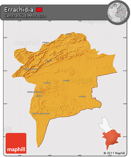 Political Map of Errachidia, cropped outside