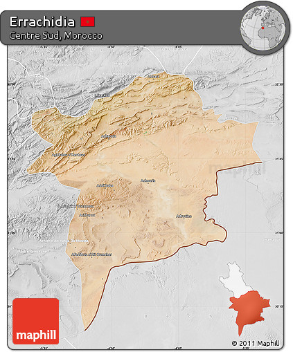 Satellite Map of Errachidia, lighten, desaturated