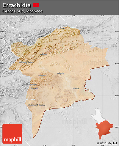 Satellite Map of Errachidia, lighten, desaturated