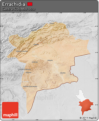 Satellite Map of Errachidia, lighten, desaturated